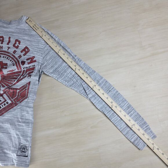 American Fighter Size Medium Long Sleeve Men's Gray Red AOP - Picture 5 of 9